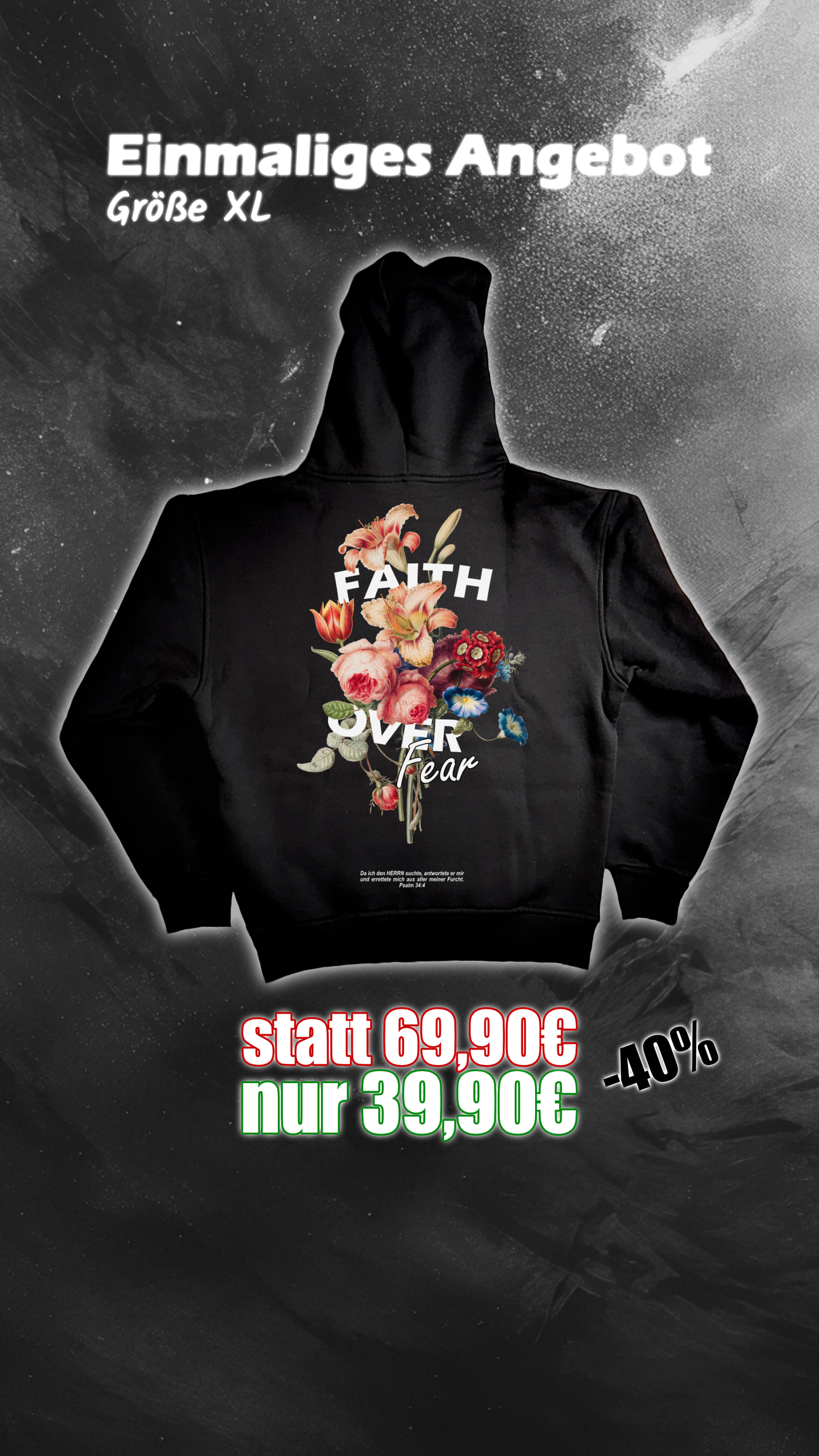 OVERSIZED HOODIE - FAITH OVER FEAR - EINMALIGES ANGEBOT